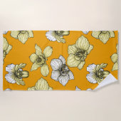 Serviette De Plage Fleurs d'orchidées jaune et blanc (Devant)