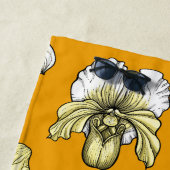 Serviette De Plage Fleurs d'orchidées jaune et blanc (En situation)