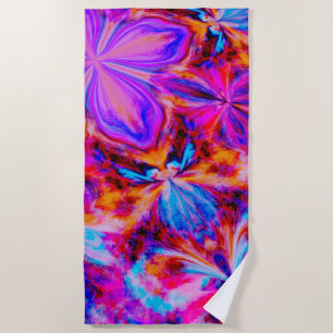 Serviette De Plage fleurs et papillons en abstrait