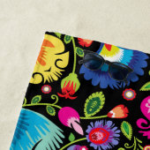 Serviette De Plage Fleurs folkloriques Wycinanki noir (En situation)
