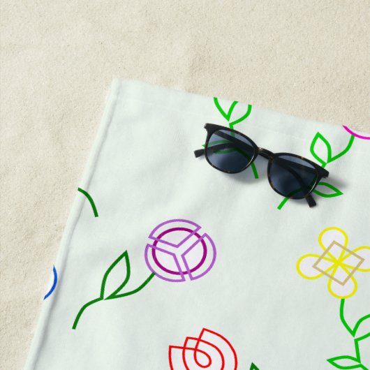 Serviette De Plage Fleurs géométriques (En situation)
