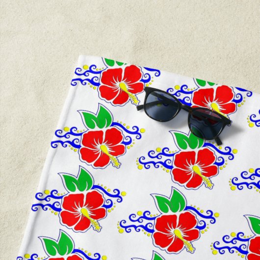 Serviette De Plage Fleurs hawaïennes (En situation)