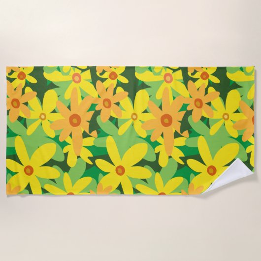 Serviette De Plage Fleurs jaunes (Devant)