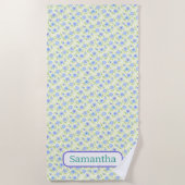 Serviette De Plage Fleurs Joyeuses Arrière - plans Jaunes (Devant)