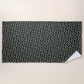Serviette De Plage Fleurs joyeuses noires (Devant)