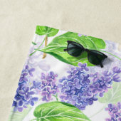 Serviette De Plage Fleurs lilas aquarelles (En situation)