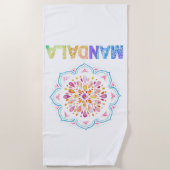 SERVIETTE DE PLAGE FLEURS LOTUS COLORÉES MANDALA (Devant)