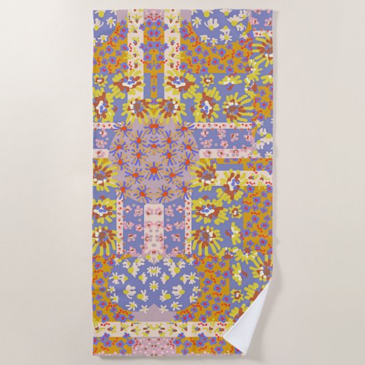 Serviette De Plage Fleurs marguerites modernes en Patchwork sur Périw (Devant)