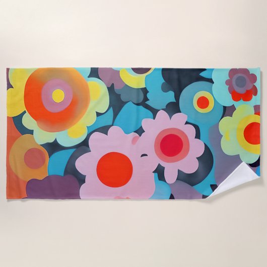 Serviette De Plage Fleurs mod rétro (Devant)