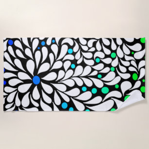Serviette De Plage Fleurs modernes audacieuses avec bleu turquoise om