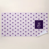 Serviette De Plage Fleurs Monogrammes Chic De Script Violet Broussail (Devant)