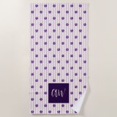 Serviette De Plage Fleurs Monogrammes Chic De Script Violet Broussail (Devant)