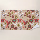 Serviette De Plage Fleurs motifs florales sans soudure, oiseaux, papi (Devant)