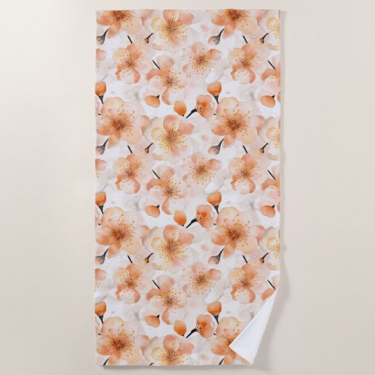 Serviette De Plage Fleurs Orange Croire (Devant)