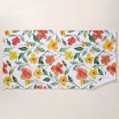 Serviette De Plage Fleurs orange jaune (Devant)