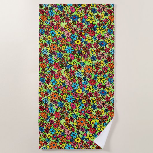Serviette De Plage Fleurs rétro (Devant)