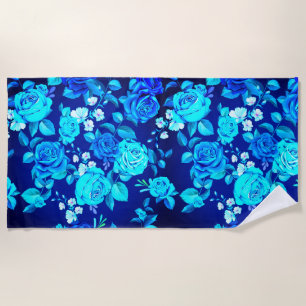 Serviette De Plage Fleurs Rose bleu classique Motif-876