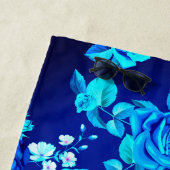 Serviette De Plage Fleurs Rose bleu classique Motif-876 (En situation)