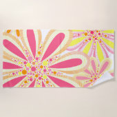 Serviette De Plage Fleurs rose et jaune (Devant)