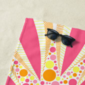 Serviette De Plage Fleurs rose et jaune (En situation)