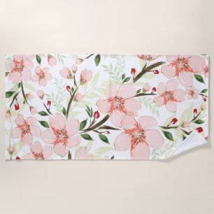 Serviette De Plage Fleurs roses