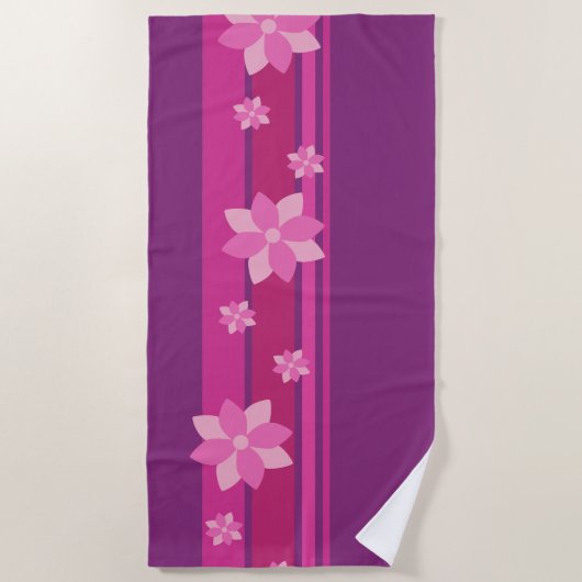 Serviette De Plage Fleurs roses (Devant)