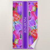 Serviette De Plage Fleurs roses (Devant)