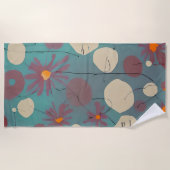 Serviette De Plage Fleurs roses et blanches rétro (Devant)