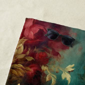 Serviette De Plage Fleurs rouges blanches vertes (En situation)