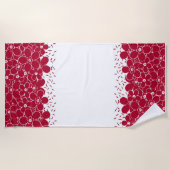 Serviette De Plage Fleurs rouges marguerites sur arrière - plan blanc (Devant)