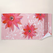 Serviette De Plage Fleurs rouges Whimsical Feuilles Tourbillonnant Aj (Devant)