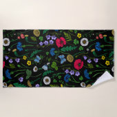 Serviette De Plage Fleurs sauvages en noir (Devant)