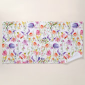 Serviette De Plage Fleurs sauvages fantastiques| Aquarelle (Devant)