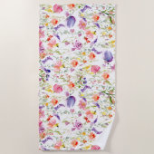 Serviette De Plage Fleurs sauvages fantastiques| Aquarelle (Devant)