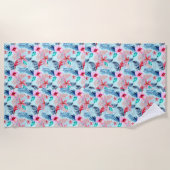 Serviette De Plage Fleurs tropicales roses (Devant)