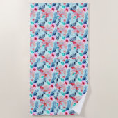 Serviette De Plage Fleurs tropicales roses (Devant)