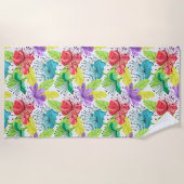 Serviette De Plage Fleurs tropicales sans couture motif (Devant)