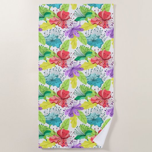 Serviette De Plage Fleurs tropicales sans couture motif (Devant)