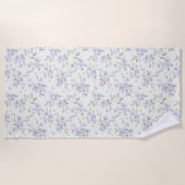 Serviette De Plage Fleurs Violettes Étoiles Dorées Lunes (Devant)