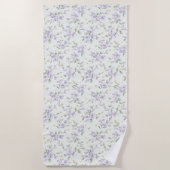 Serviette De Plage Fleurs Violettes Étoiles Dorées Lunes (Devant)