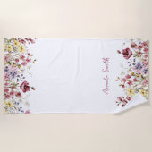 Serviette De Plage Floral Beach Towel Nom Customisé Fleurs (Devant)