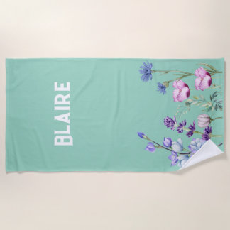 Serviette De Plage Floral Beach Towel Personnalisable avec nom