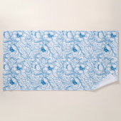 Serviette de plage Floral Bleu (Devant)