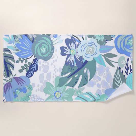 Serviette De Plage Floral bleu (Devant)