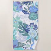 Serviette De Plage Floral bleu (Devant)