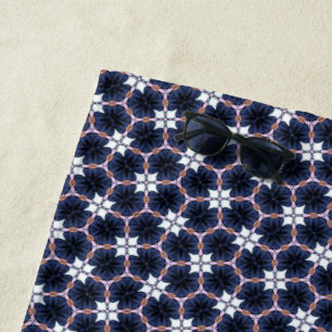 Serviette De Plage Floral bleu de minuit