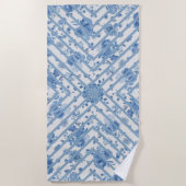 Serviette de plage Floral Bleu et Blanc (Devant)