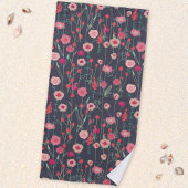 Serviette De Plage Floral Boho rose noir
