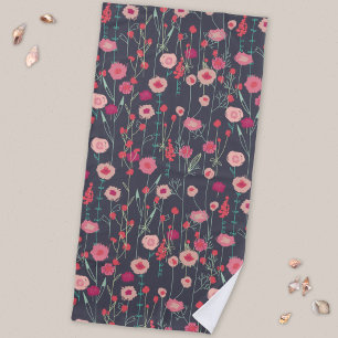 Serviette De Plage Floral Boho Rose Noir