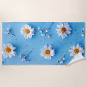 Serviette De Plage Floral Daisy Motif - Bleu clair (Devant)